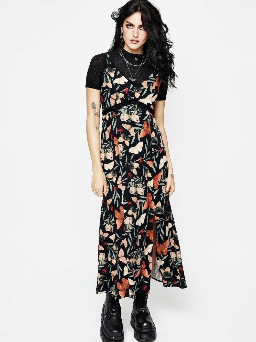 Disturbia Mariposa Midaxi Cami Dress – Black Butterfly Print size 8 Maxi Dress